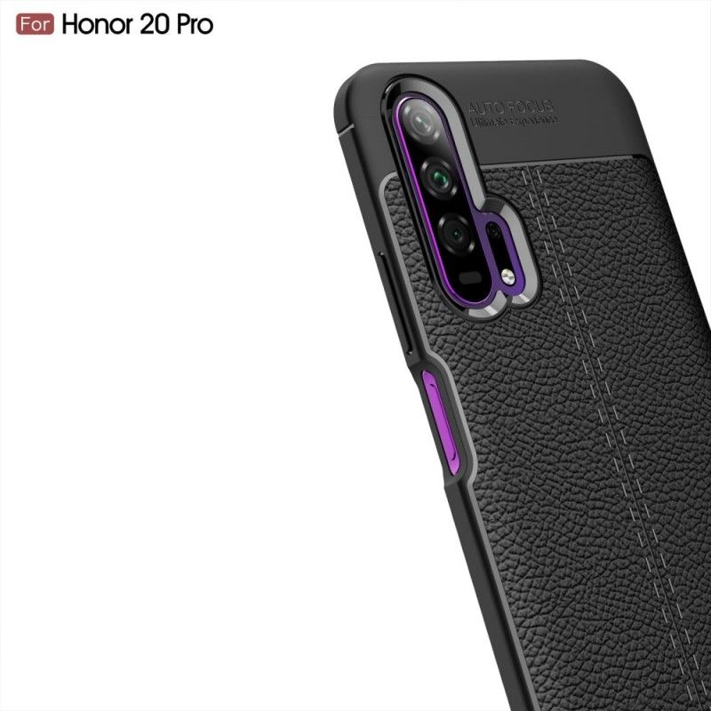 Coque Honor 20 Pro Effet Cuir Litchi Double Line