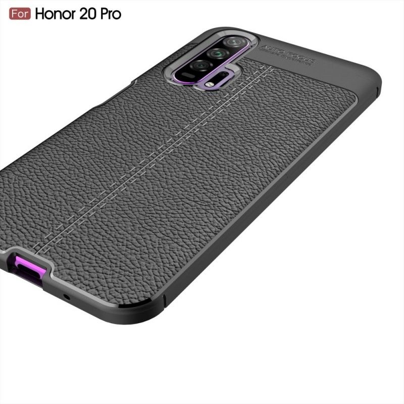 Coque Honor 20 Pro Effet Cuir Litchi Double Line