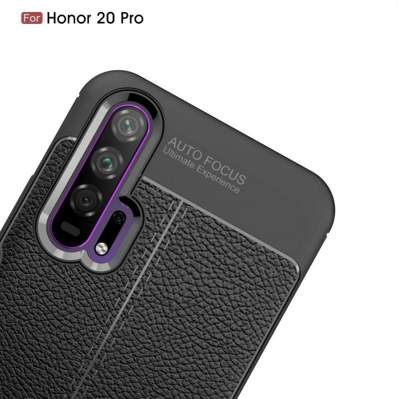 Coque Honor 20 Pro Effet Cuir Litchi Double Line