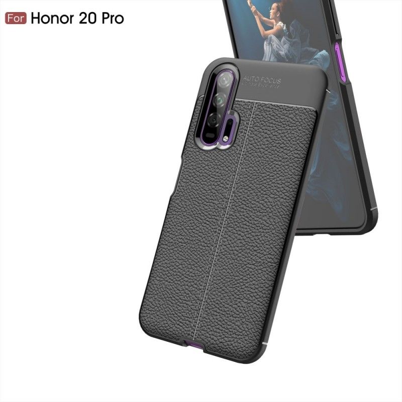 Coque Honor 20 Pro Effet Cuir Litchi Double Line