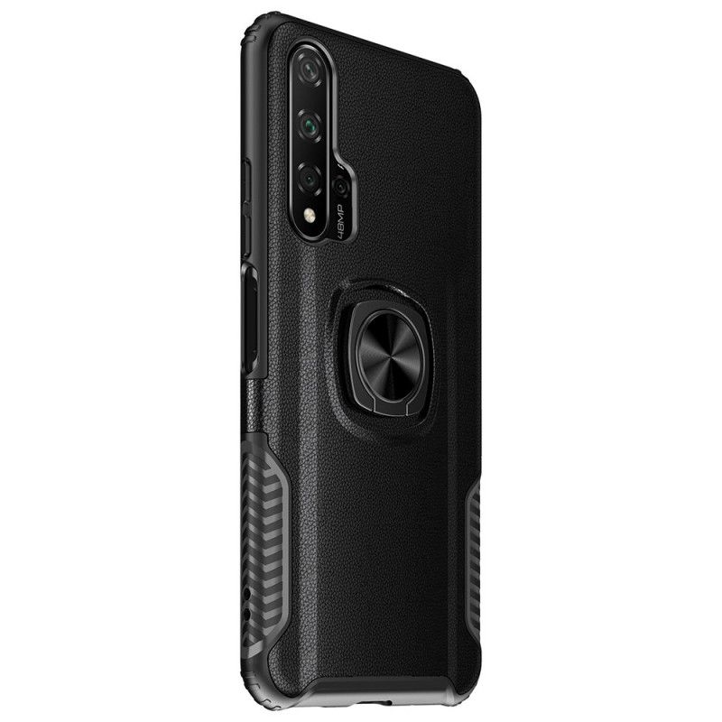 Coque Honor 20 Ring Premium Métal Et Simili Cuir