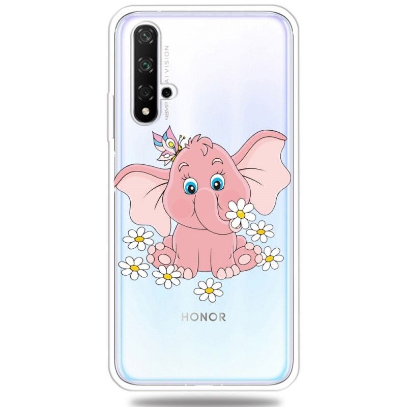 Coque Honor 20 Transparente Éléphant Rose