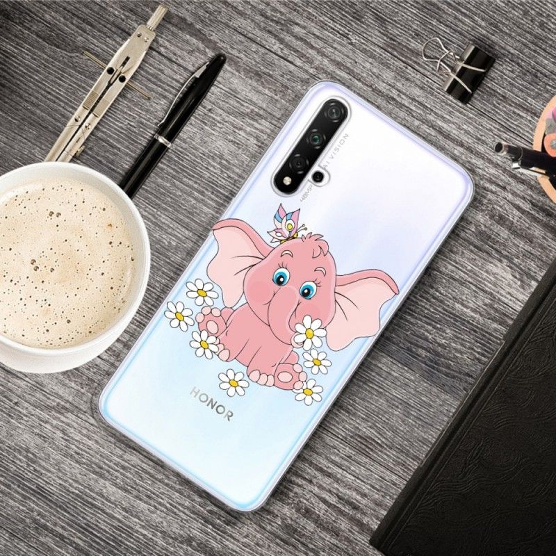 Coque Honor 20 Transparente Éléphant Rose