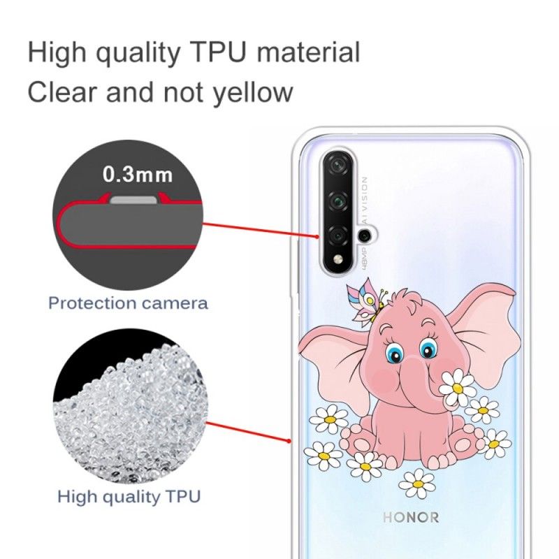 Coque Honor 20 Transparente Éléphant Rose