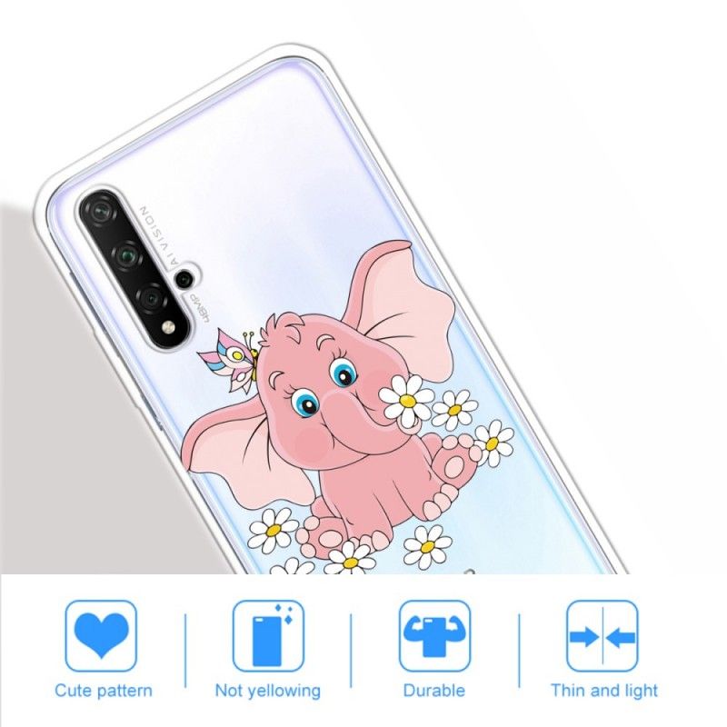 Coque Honor 20 Transparente Éléphant Rose