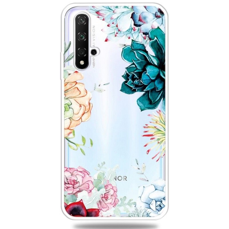 Coque Honor 20 Transparente Fleurs Aquarelles