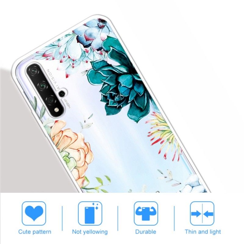 Coque Honor 20 Transparente Fleurs Aquarelles