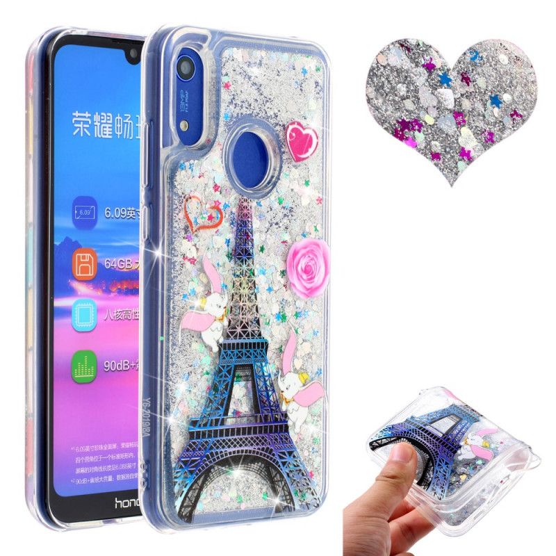 Coque Honor 8a / Huawei Y6 2019 Tour Eiffel Paillettes