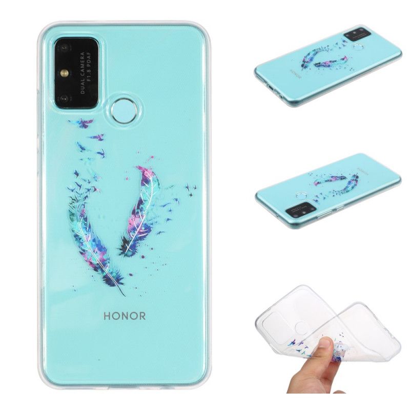 Coque Honor 9a Transparente Plumes