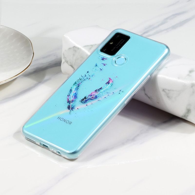 Coque Honor 9a Transparente Plumes