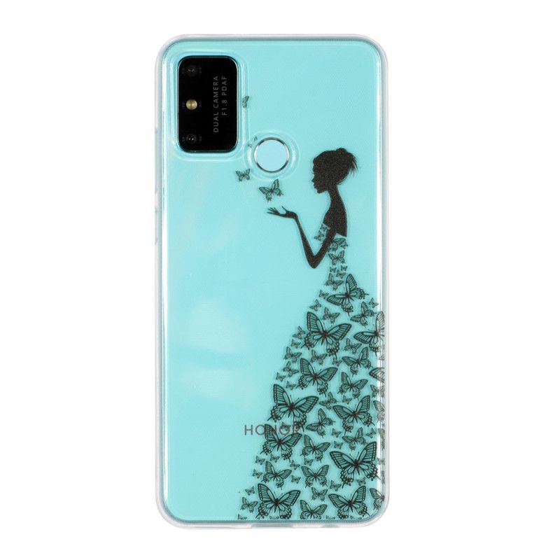 Coque Honor 9a Transparente Robe Papillons