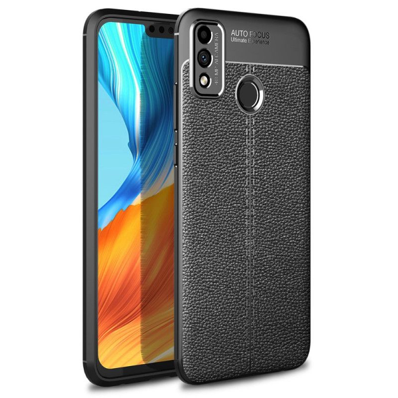 Coque Honor 9x Lite Effet Cuir Litchi Double Line