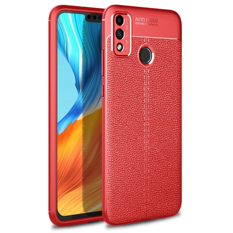 Coque Honor 9x Lite Effet Cuir Litchi Double Line