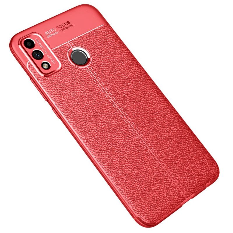 Coque Honor 9x Lite Effet Cuir Litchi Double Line