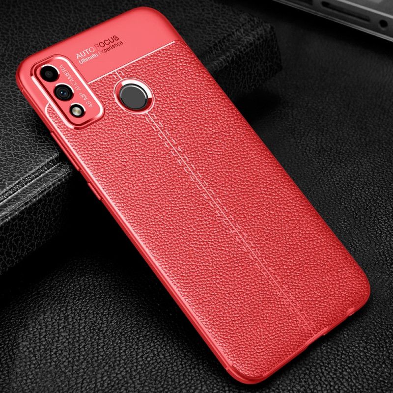 Coque Honor 9x Lite Effet Cuir Litchi Double Line