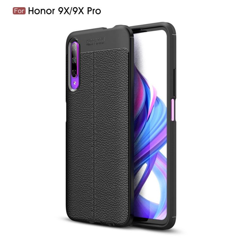 Coque Honor 9x Pro Effet Cuir Litchi Double Line