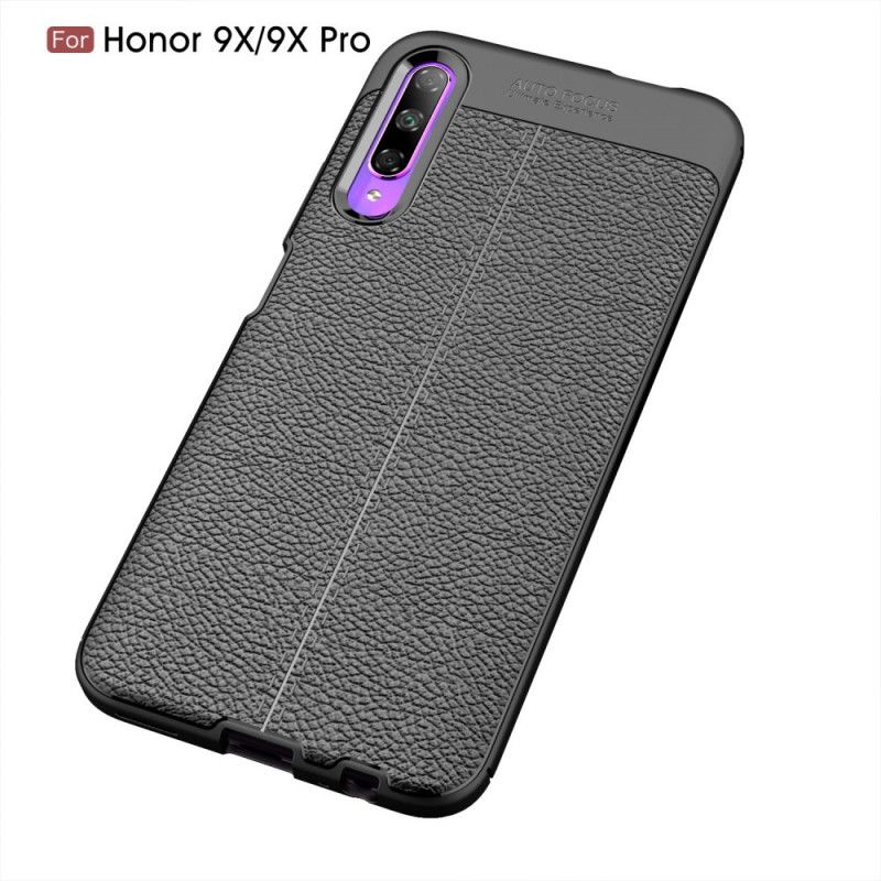 Coque Honor 9x Pro Effet Cuir Litchi Double Line