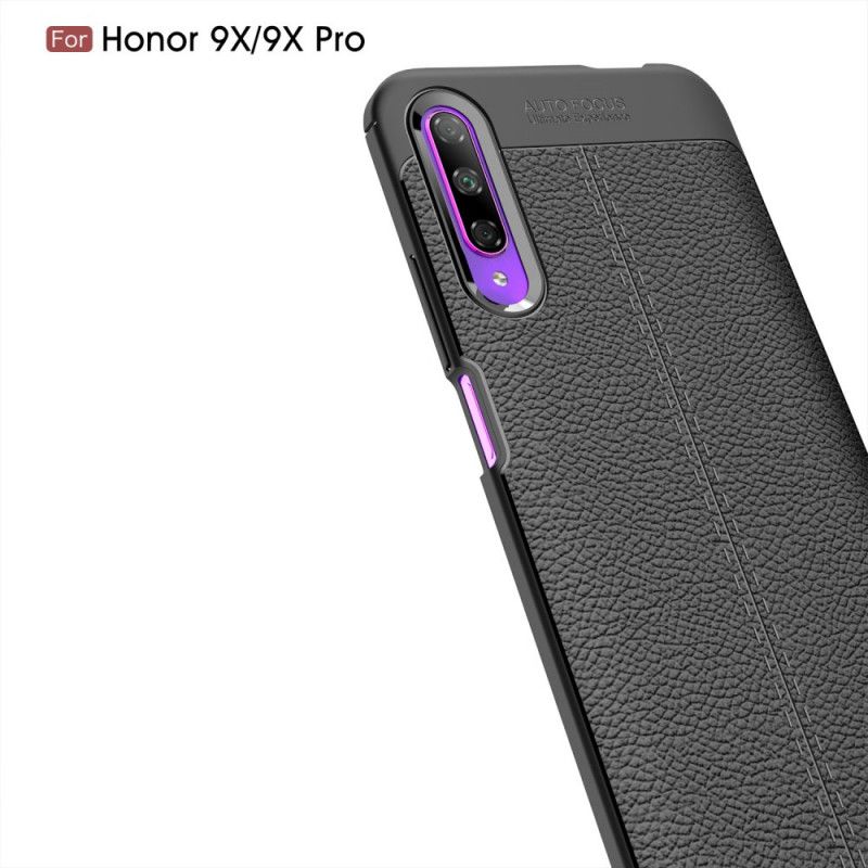 Coque Honor 9x Pro Effet Cuir Litchi Double Line