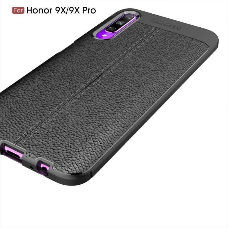 Coque Honor 9x Pro Effet Cuir Litchi Double Line