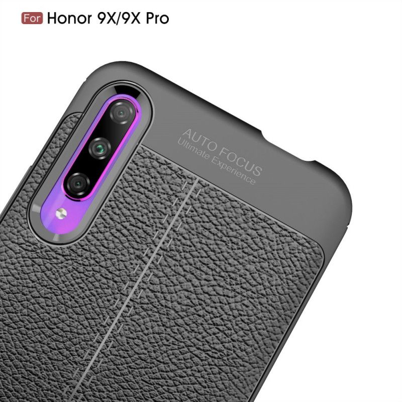 Coque Honor 9x Pro Effet Cuir Litchi Double Line