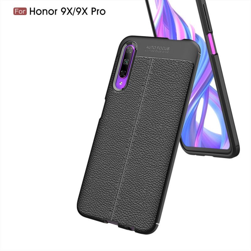 Coque Honor 9x Pro Effet Cuir Litchi Double Line