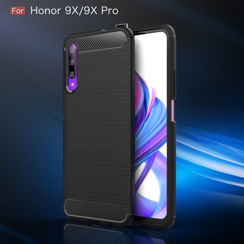 Coque Honor 9x Pro Fibre Carbone Brossée