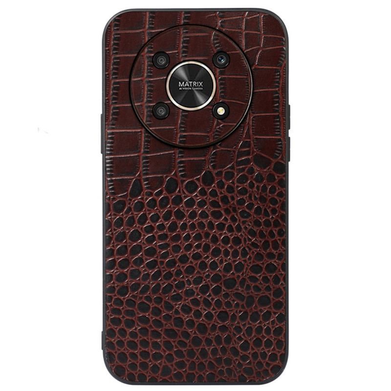 Coque Honor Magic 4 Lite 5G Véritable Cuir Texture Crocodile Verni