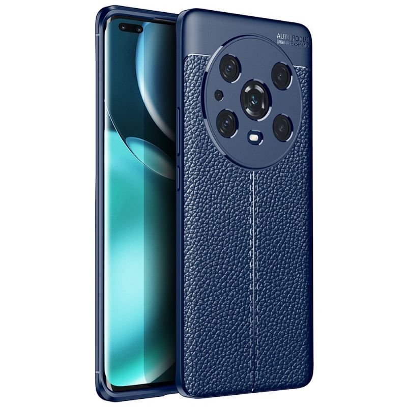 Coque Honor Magic 4 Pro Effet Cuir Litchi Double Line