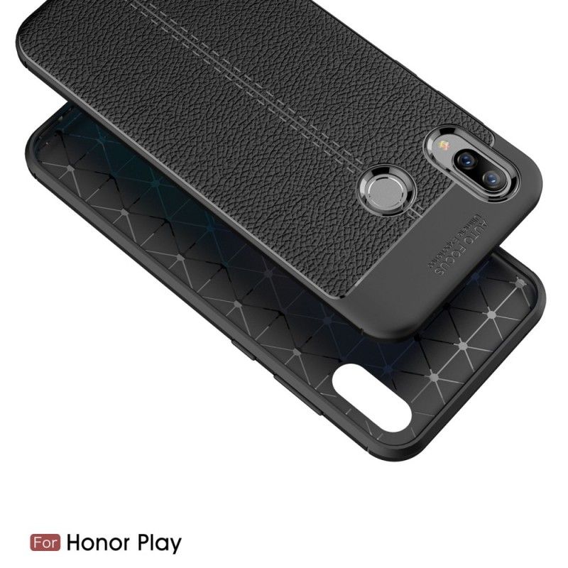 Coque Honor Play Effet Cuir Litchi Double Line