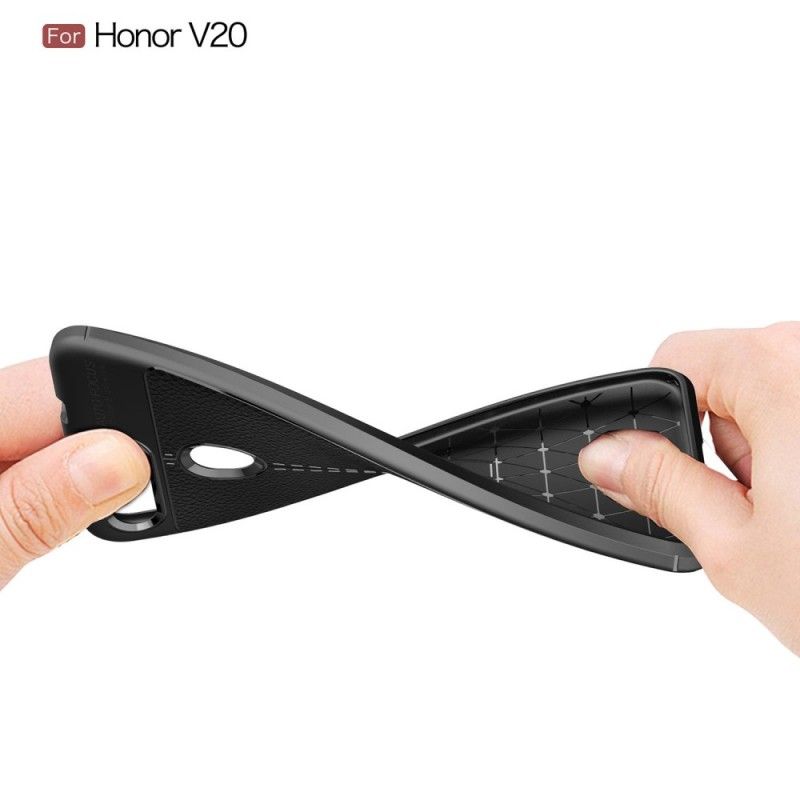 Coque Honor View 20 Effet Cuir Litchi Double Line