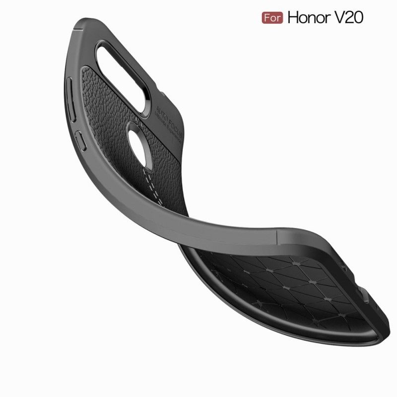 Coque Honor View 20 Effet Cuir Litchi Double Line