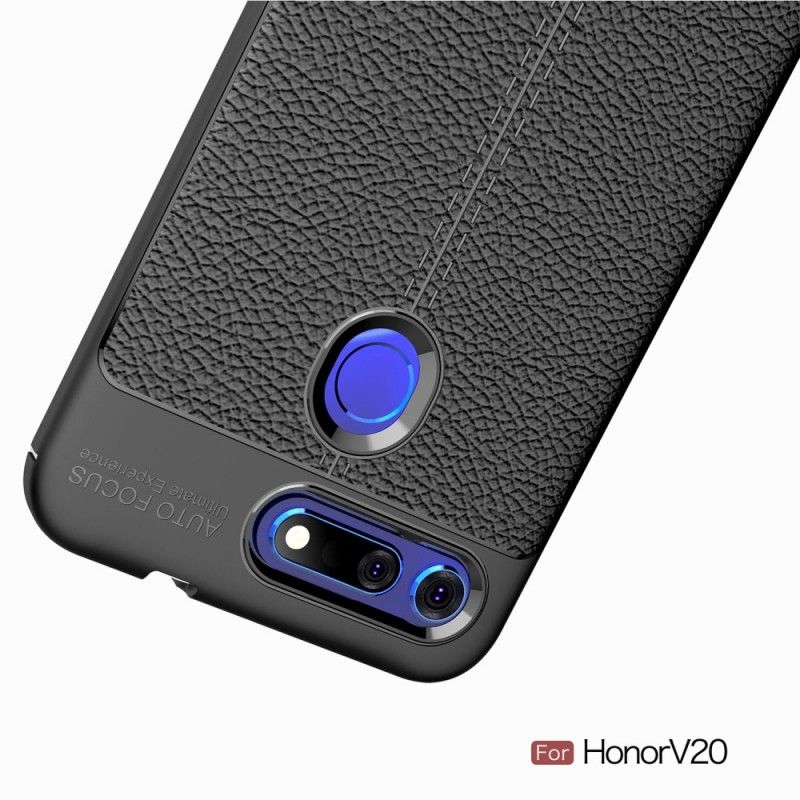 Coque Honor View 20 Effet Cuir Litchi Double Line