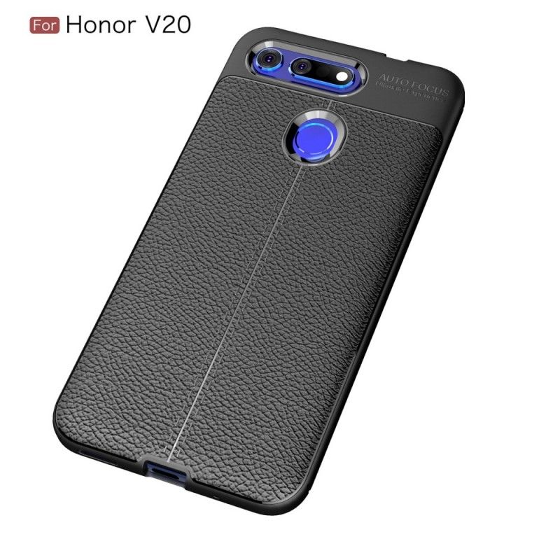 Coque Honor View 20 Effet Cuir Litchi Double Line
