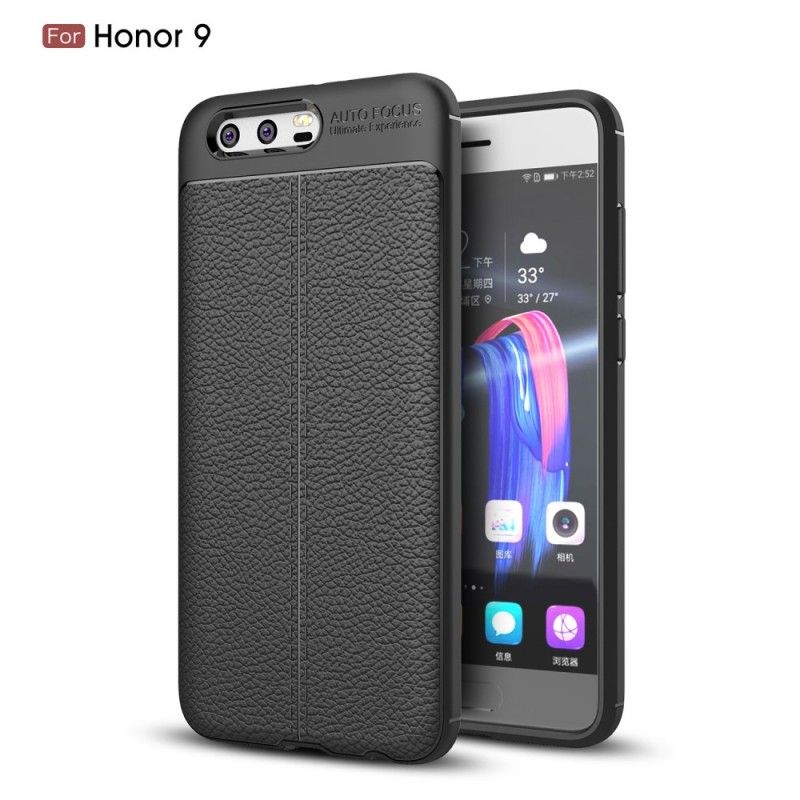 Coque Huawei Honor 9 Effet Cuir Litchi Double Line