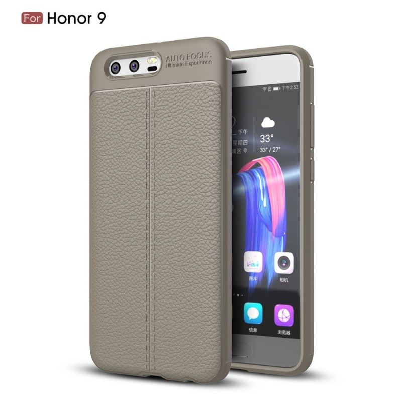 Coque Huawei Honor 9 Effet Cuir Litchi Double Line