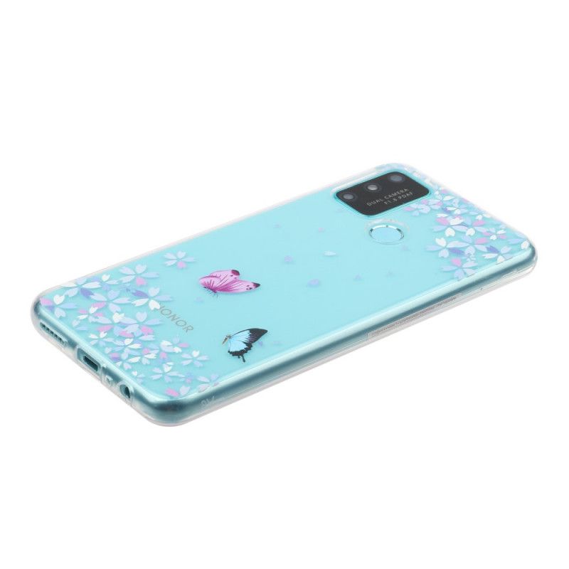 Coque Huawei Honor 9a Transparente Papillons Et Fleurs