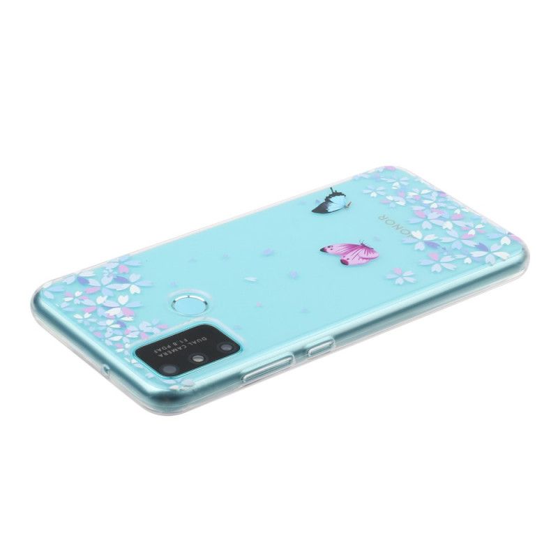 Coque Huawei Honor 9a Transparente Papillons Et Fleurs