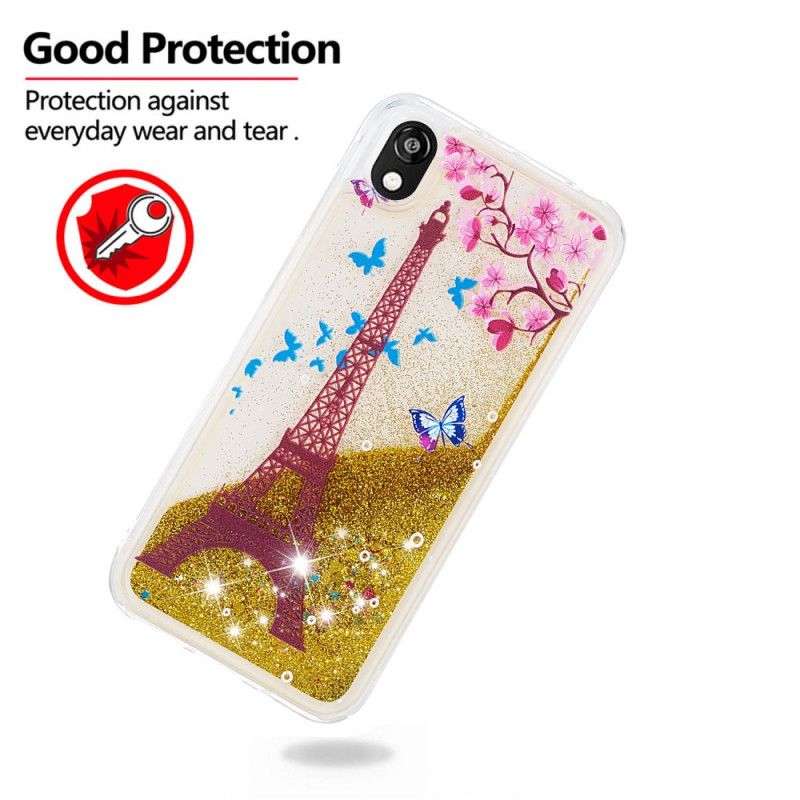 Coque Huawei Y5 2019 / Honor 8s Paillettes Tour Eiffel Fleurie