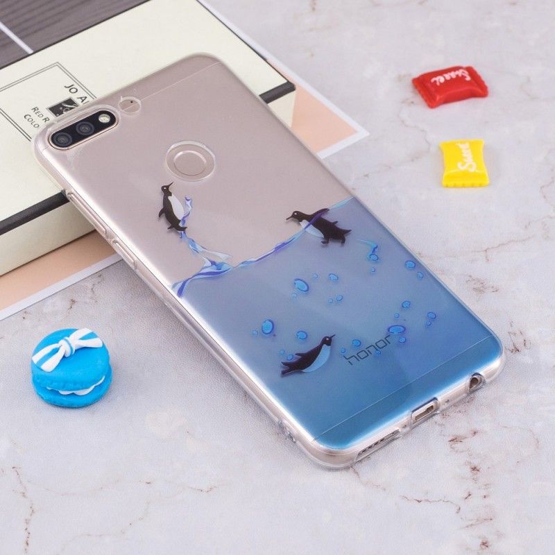 Coque Huawei Y7 2018 / Honor 7c Transparente Jeu De Pingouins