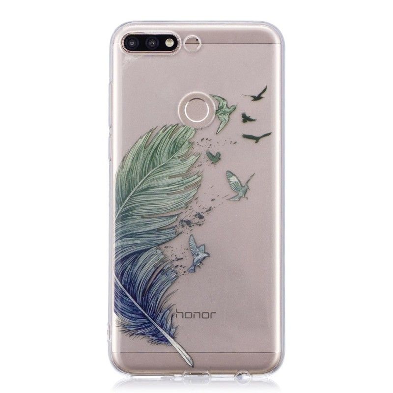 Coque Huawei Y7 2018 / Honor 7c Transparente Plume Colorée