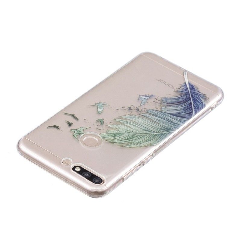 Coque Huawei Y7 2018 / Honor 7c Transparente Plume Colorée