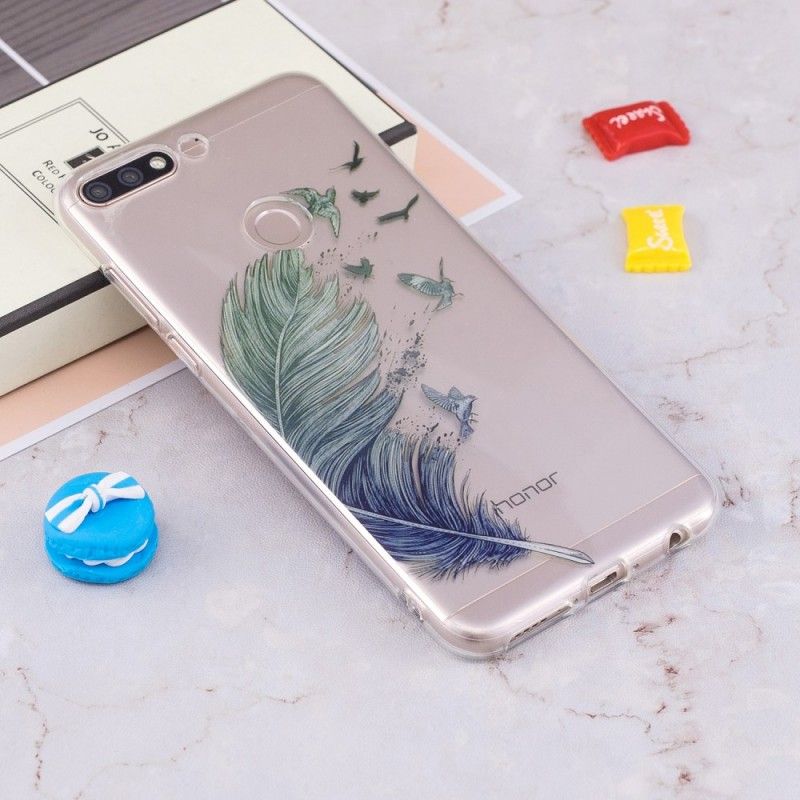 Coque Huawei Y7 2018 / Honor 7c Transparente Plume Colorée