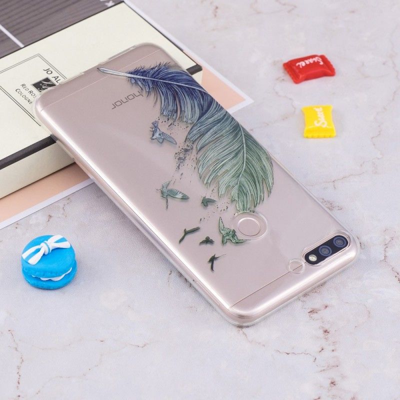 Coque Huawei Y7 2018 / Honor 7c Transparente Plume Colorée