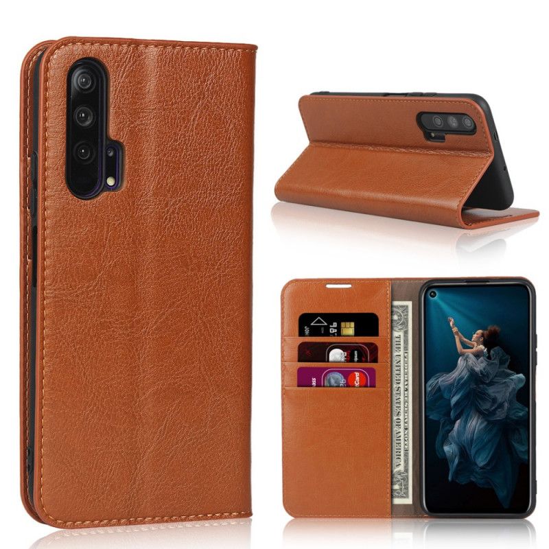 Flip Cover Honor 20 Pro Cuir Véritable Vieilli