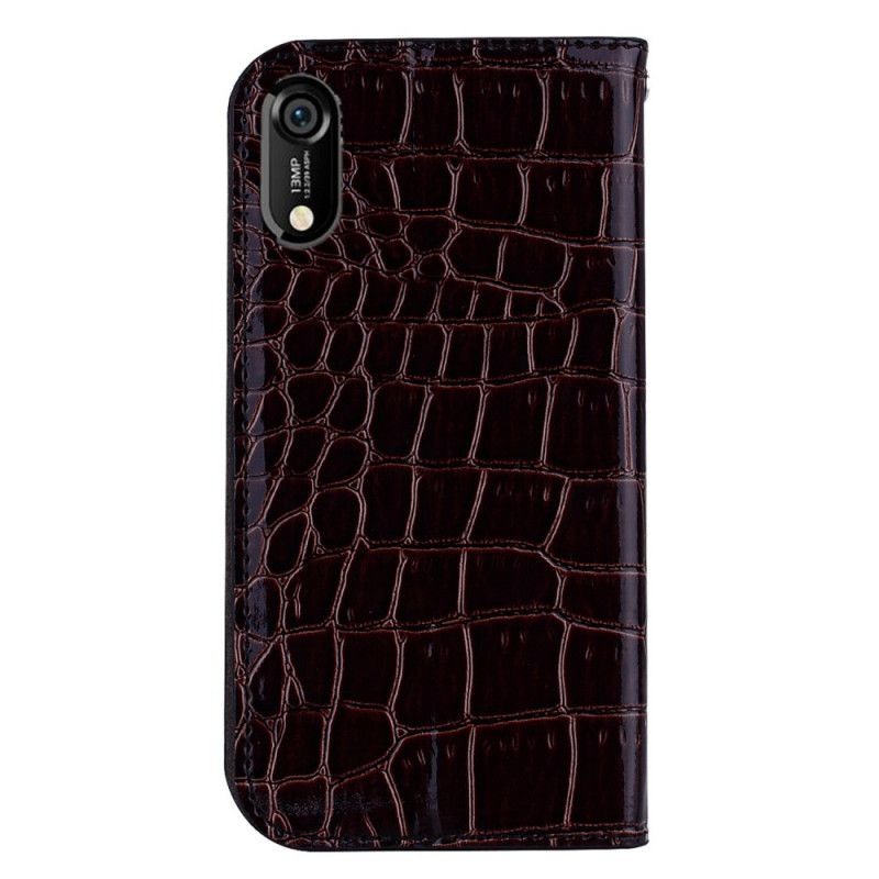 Flip Cover Honor 8a / Huawei Y6 2019 Peau De Crocodile Et Paillettes