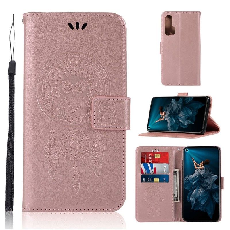 Housse Honor 20 Pro Effet Cuir Attrape Rêves Hibou