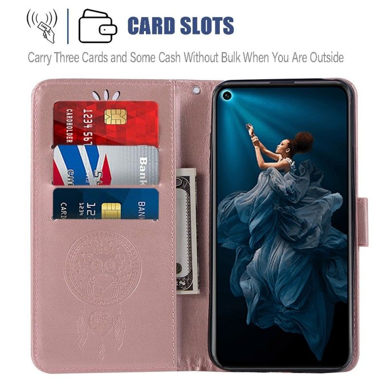 Housse Honor 20 Pro Effet Cuir Attrape Rêves Hibou