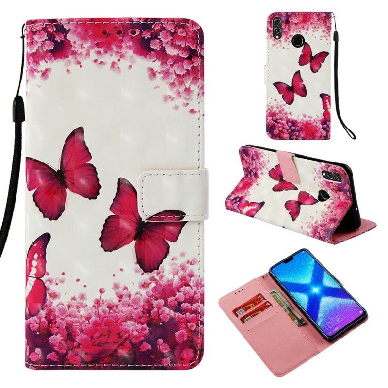 Housse Honor 8x Papillons Rouges 3d