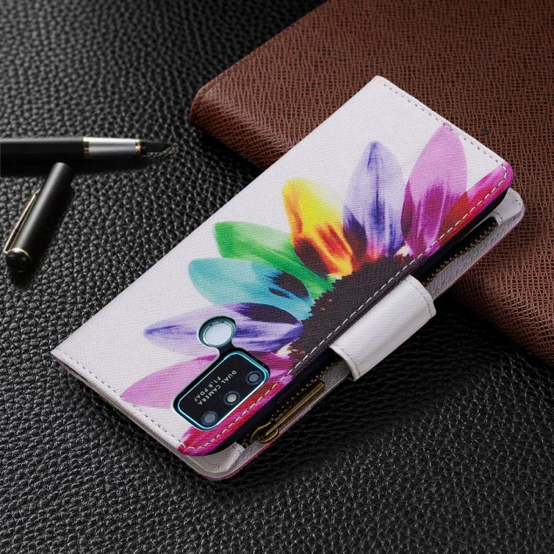 Housse Honor 9a Poche Zippée Fleur