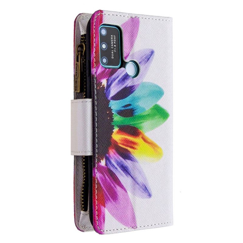 Housse Honor 9a Poche Zippée Fleur